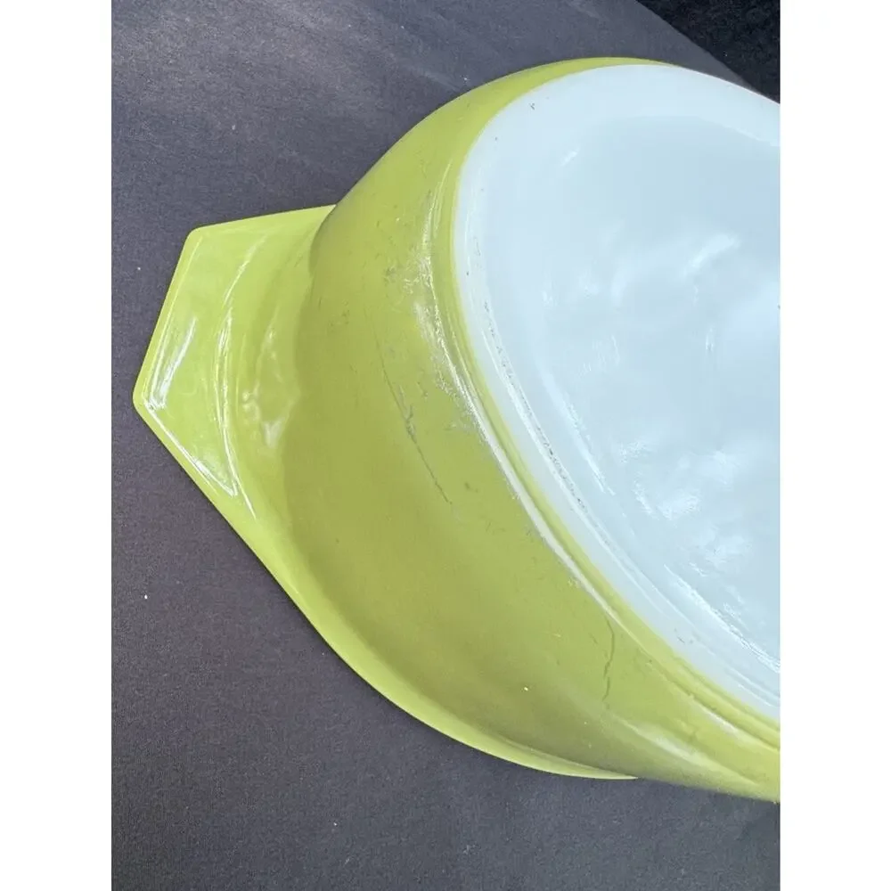 Vintage Pyrex 045 Verde Olive Green 2.5 Qt Oval Casserole Dish w/ 945-C Lid USA